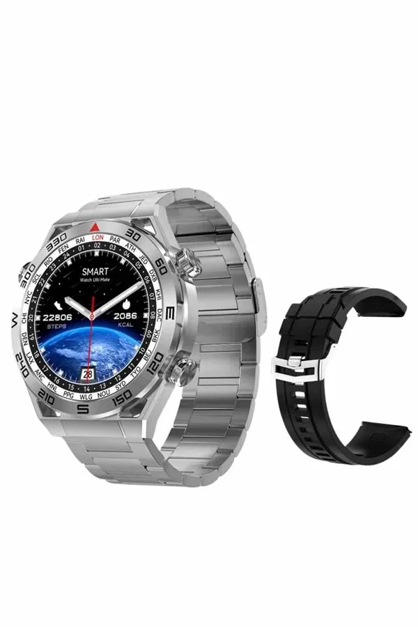 Akıllı Saat Çelik Kordonlu Amoled Ekran Android ve İOS Uyumlu Çağrı Cevaplayabilen