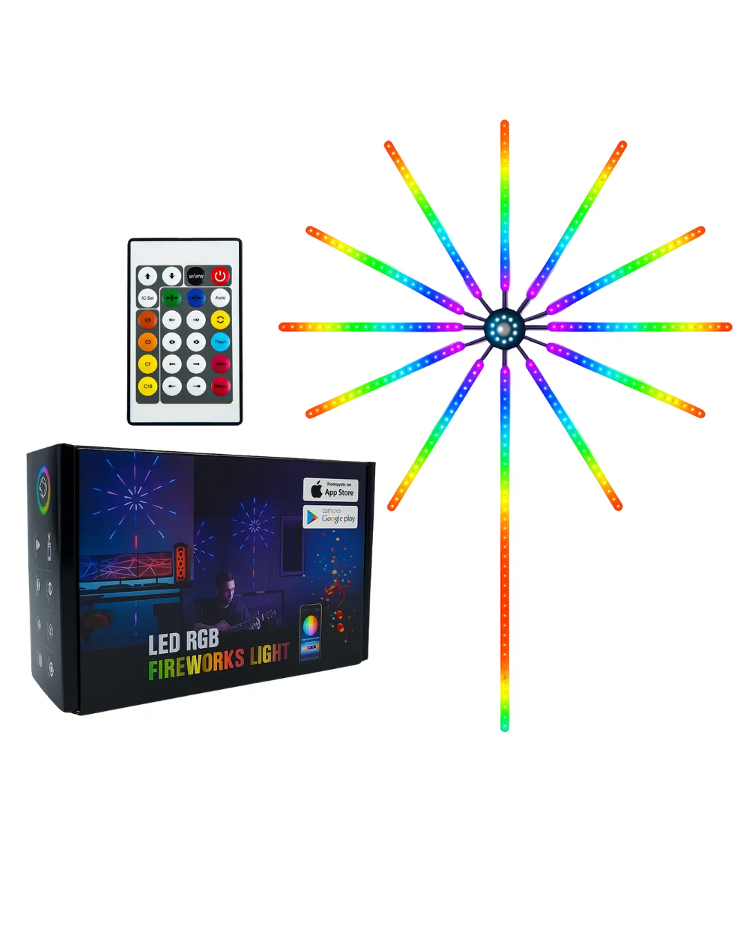 RGB LED Duvar Dekoru Sökülebilir Kollu Havai Fişek Işık Sistemi