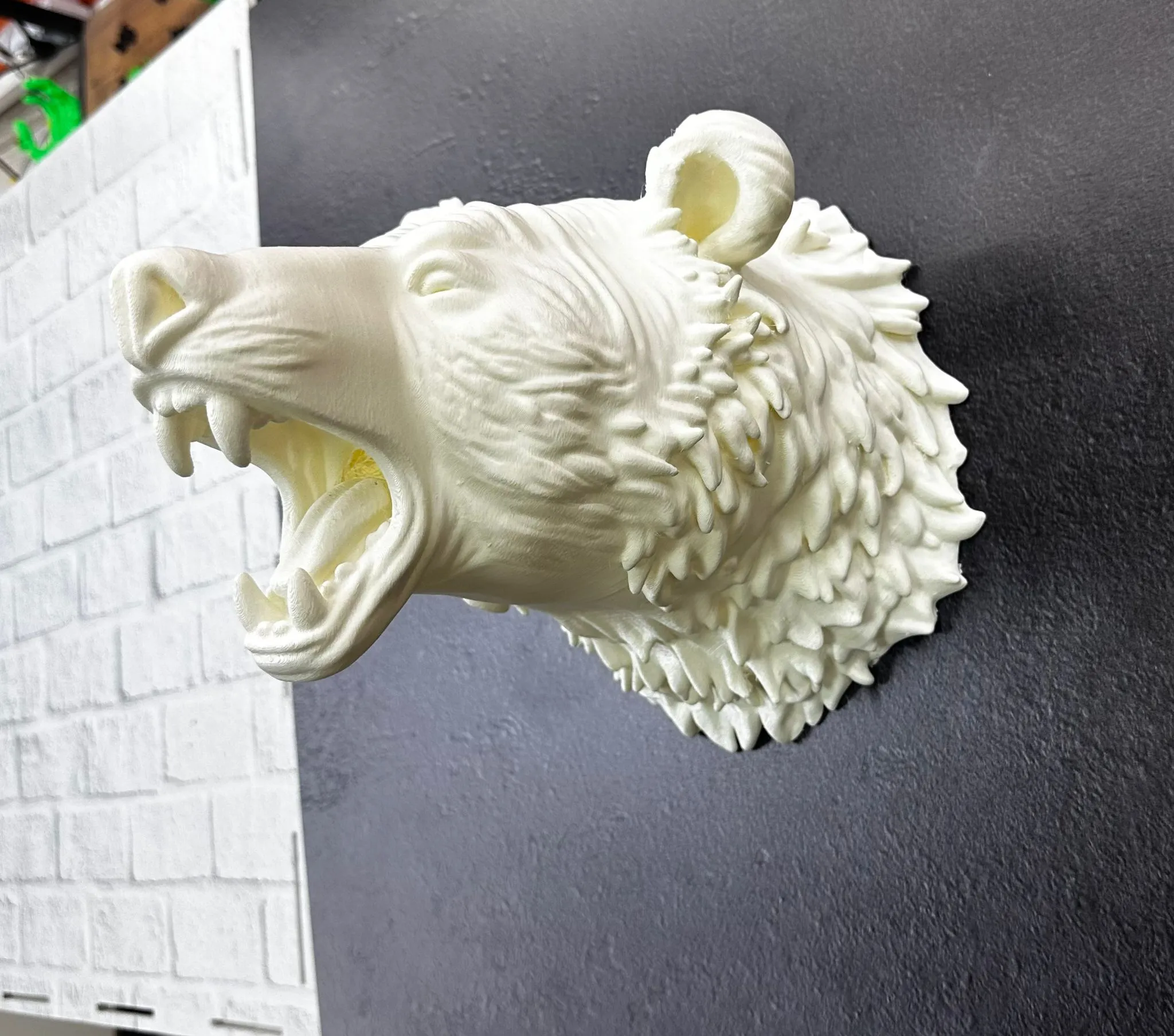 Özel Tasarım Beyaz Ayı Duvar Aksesuarı 3D Dekoratif Heykel 25x19 cm