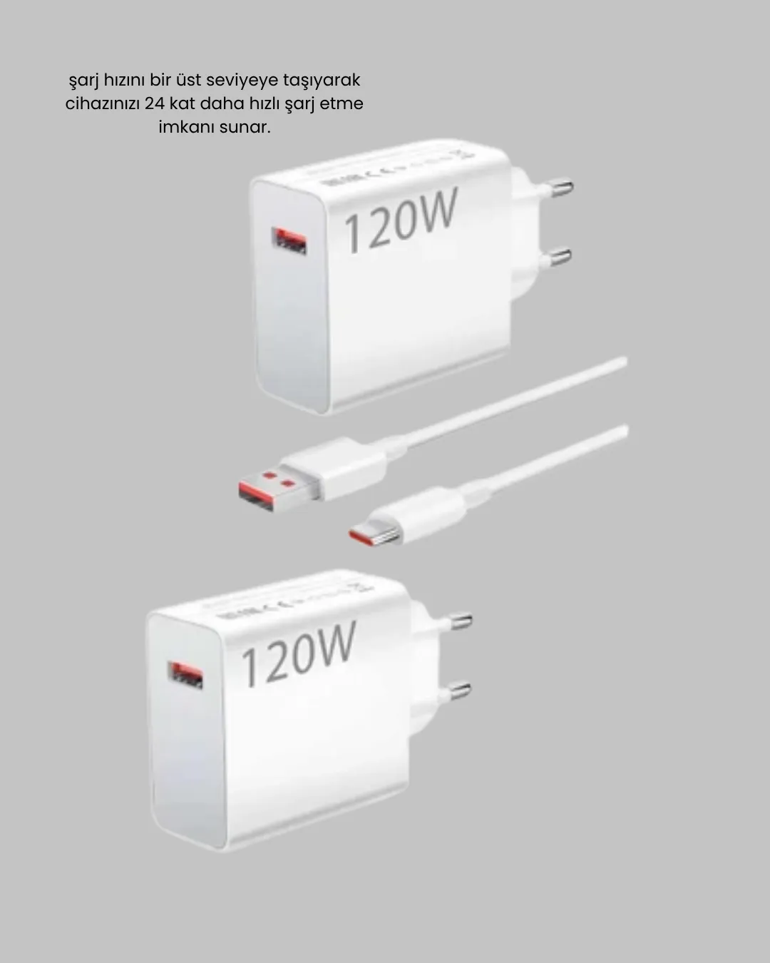 120W Ultra Hızlı Şarj Adaptörü USB-C Destekli Güçlü Şarj Teknolojisi