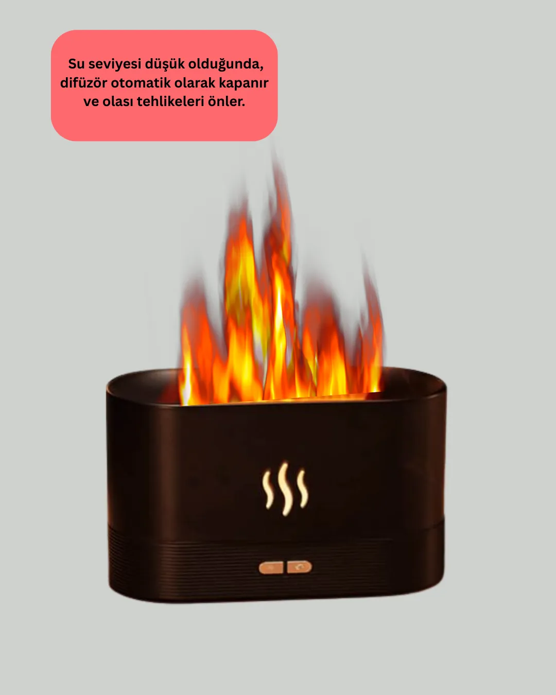 LED Işıklı Buhar Makinesi Alev Efektli Kumandalı Oda Nemlendirici