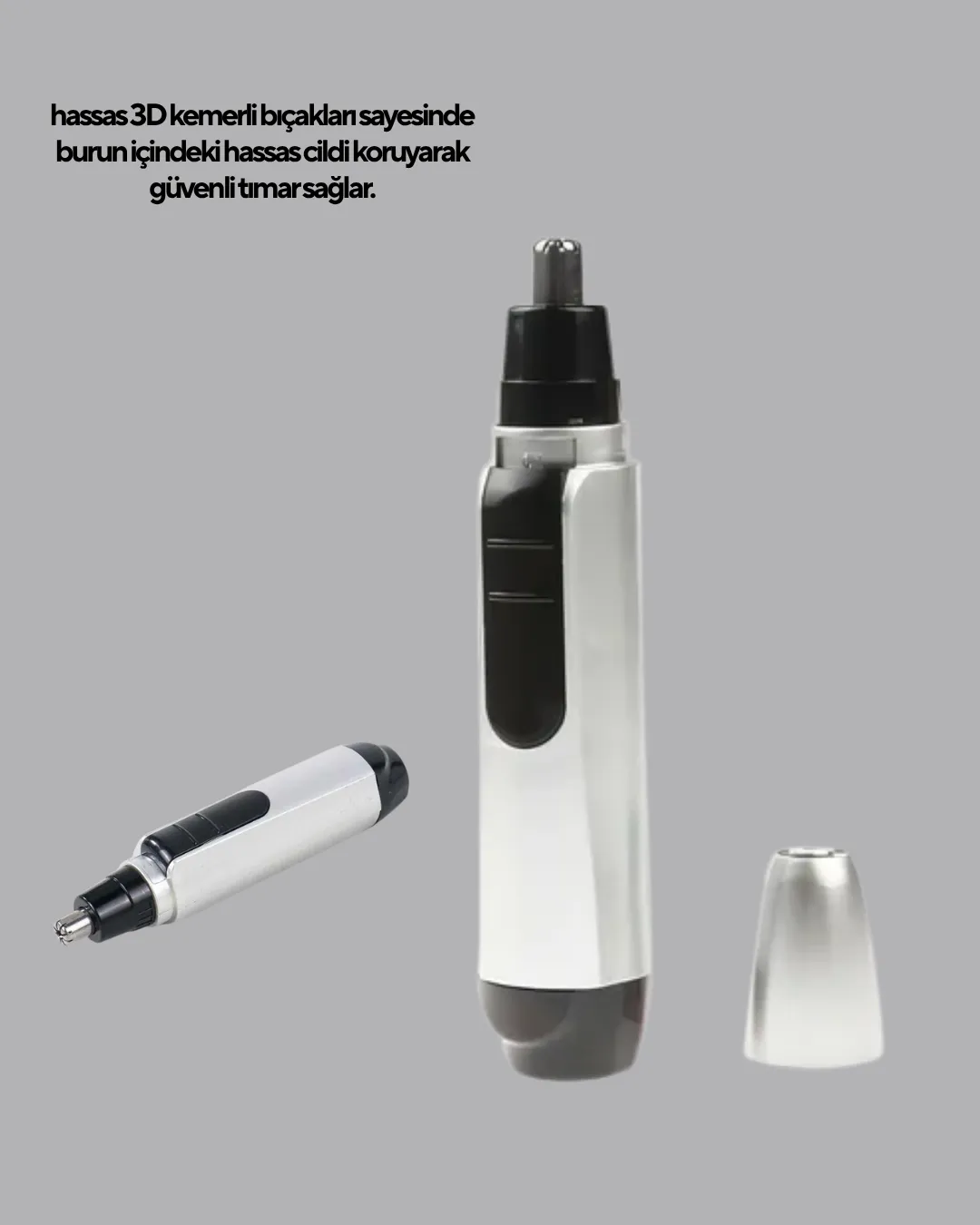 Burun Kulak ve Kaş Tıraş Makinesi 3D Keskin Bıçaklı Pil ile Çalışan