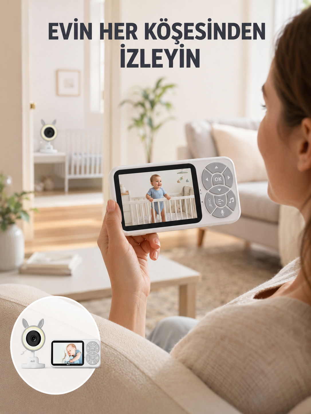 Çoklu Kamera Destekli Bebek İzleme Sistemi RGB Gece Lambalı