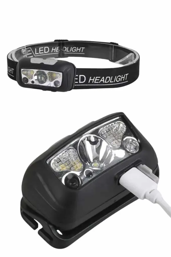 Sensörlü Şarjlı Type-c Şarj Işıklı Kafa Lambası Kamp Lambası