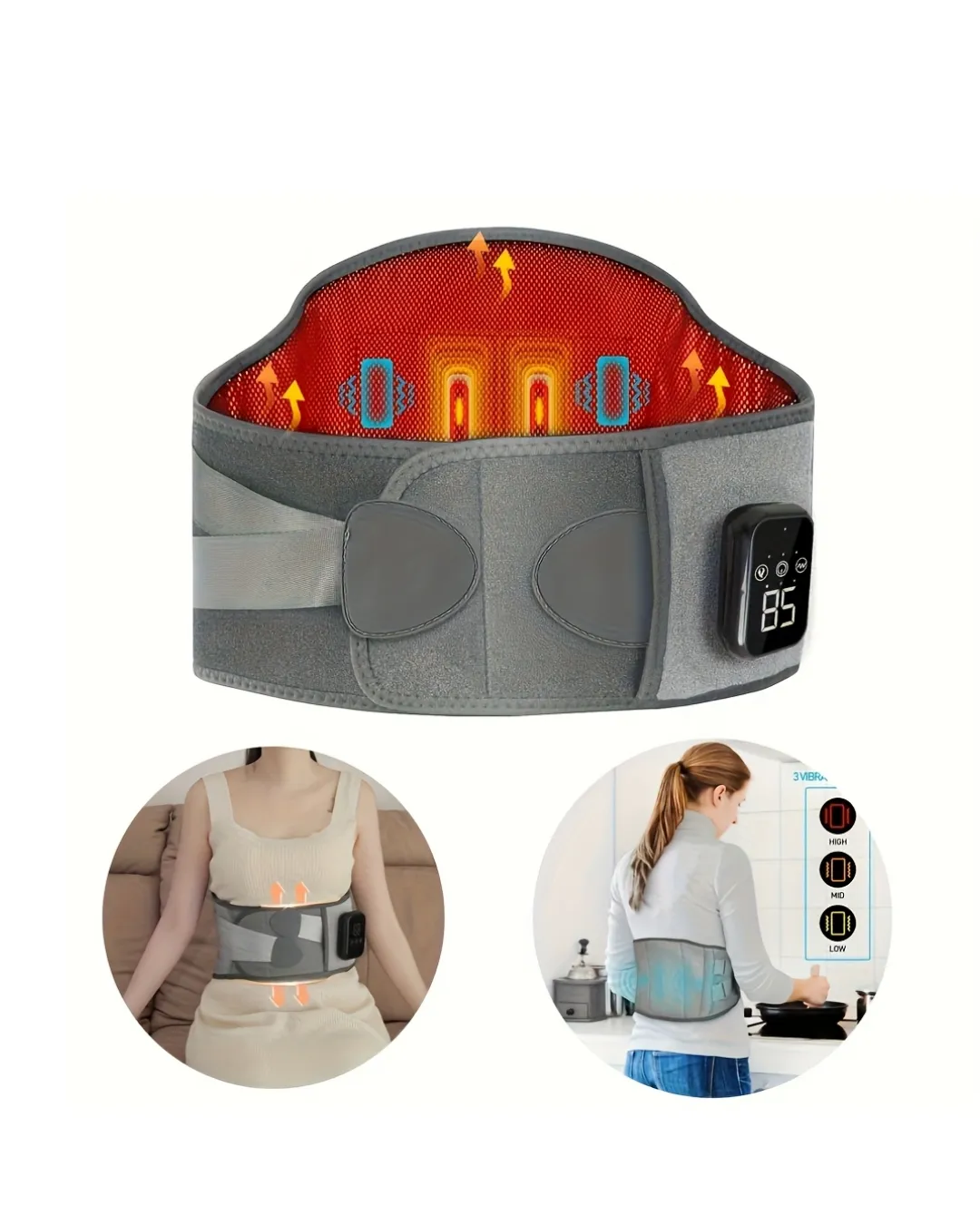 Ergonomik Isı Terapili Titreşimli Bel Kemeri Taşınabilir Tasarım