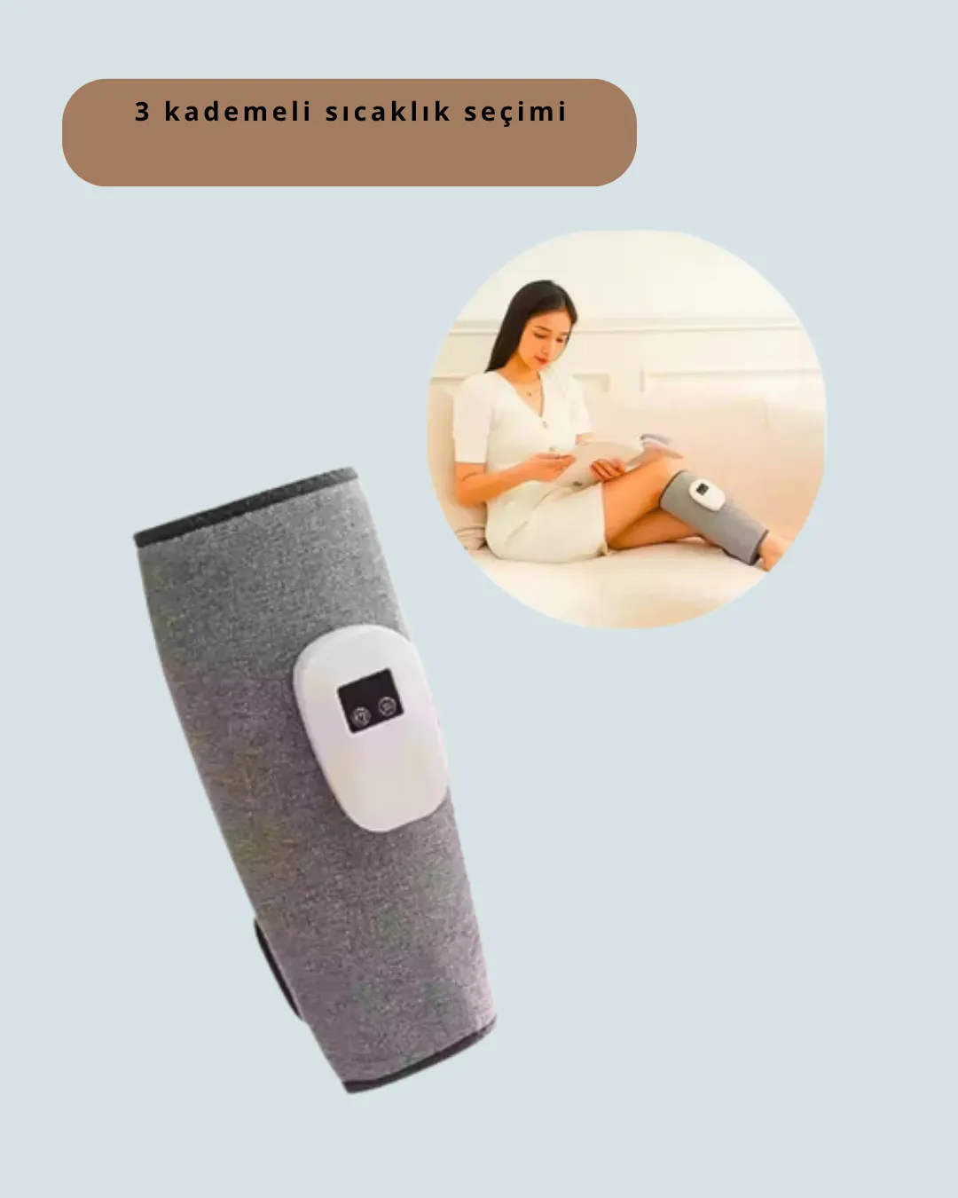 Taşınabilir Şarjlı Baldır Masaj Aleti – 3 Kademeli Isı ve Basınç Ayarı, Titreşim Fonksiyonlu