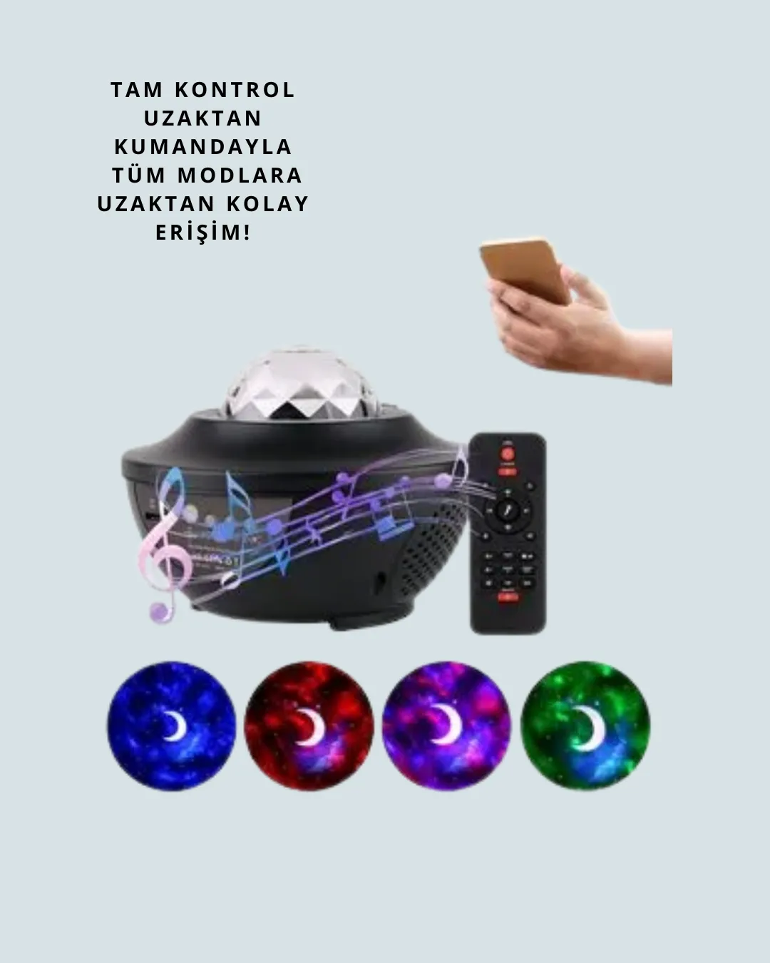 Yıldız & Okyanus Dalga Projektörü – Bluetooth / USB Hoparlörlü