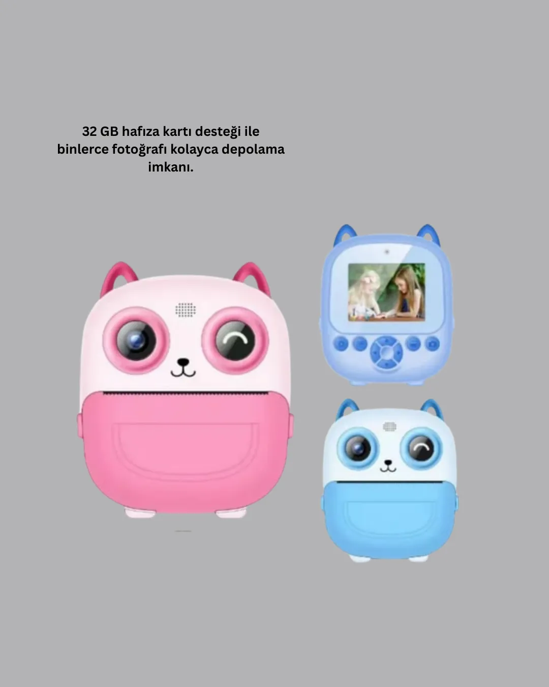 Termal Baskı Özellikli Çocuk Kamerası 1080P Video Destekli