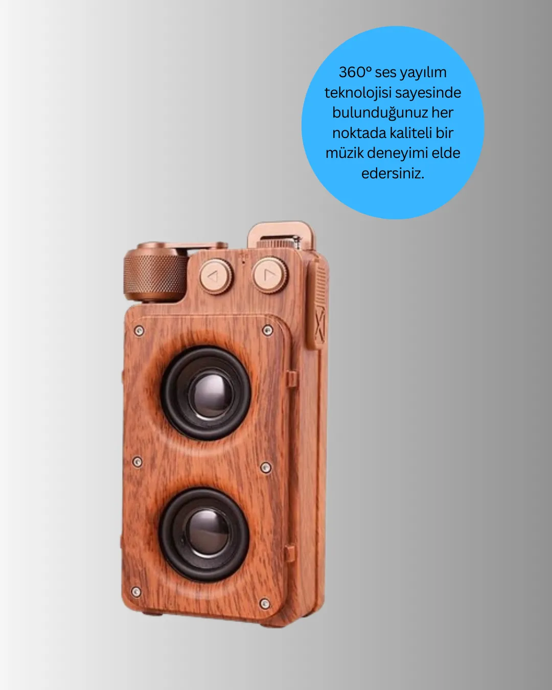 Vintage Tasarımlı Bluetooth Hoparlör Uzun Pil Ömürlü ve FM Destekli