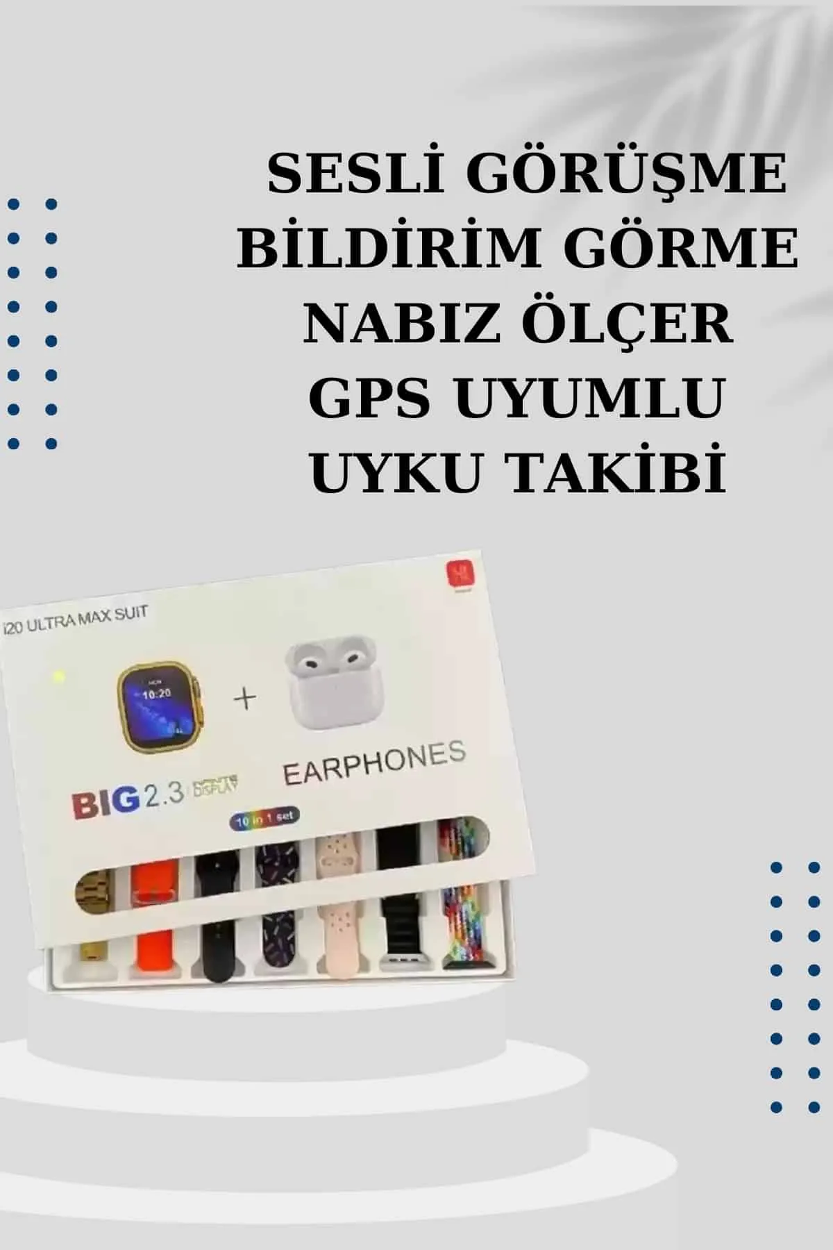 Akıllı Saat 7 Kordonlu Kulaklık Hediyeli Nabız Ölçer Uyku Takibi Sesli Görüşme