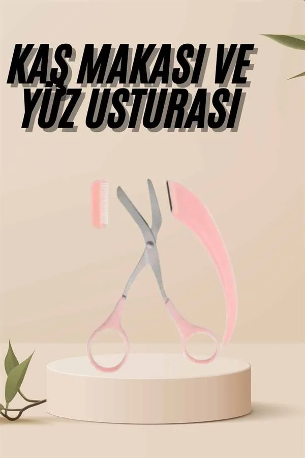 Kavisli Kaş Kirpik Düzeltici Bıyık Alma Taraklı Kaş Makası Yüz Bakım Seti Makas