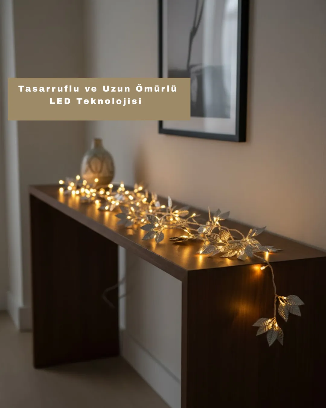 Dekoratif Gümüş Yaprak LED Aydınlatma Pilli Şık Ortam Işığı