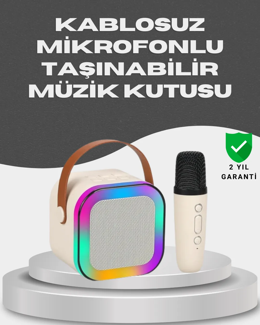 Kablosuz Karaoke Mikrofon Hoparlör Seti Güçlü Ses Çıkışı