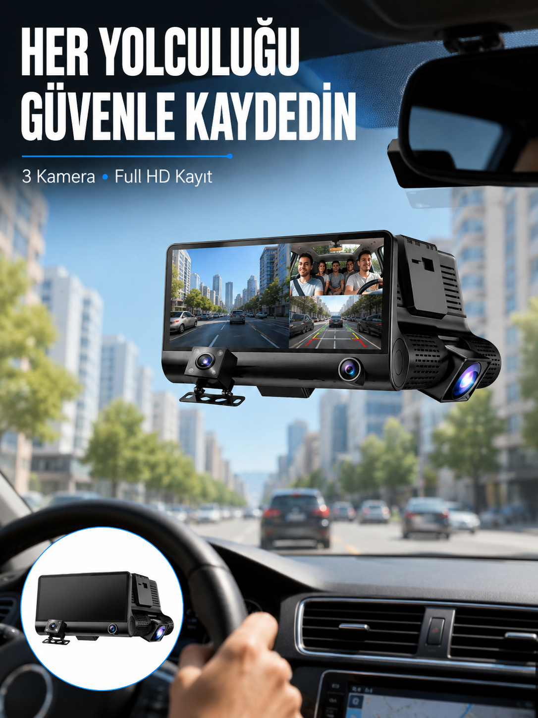 Çift ve Üçlü Lens Seçeneği ile Tüm Açılardan Kayıt Yapan Araç Kamerası