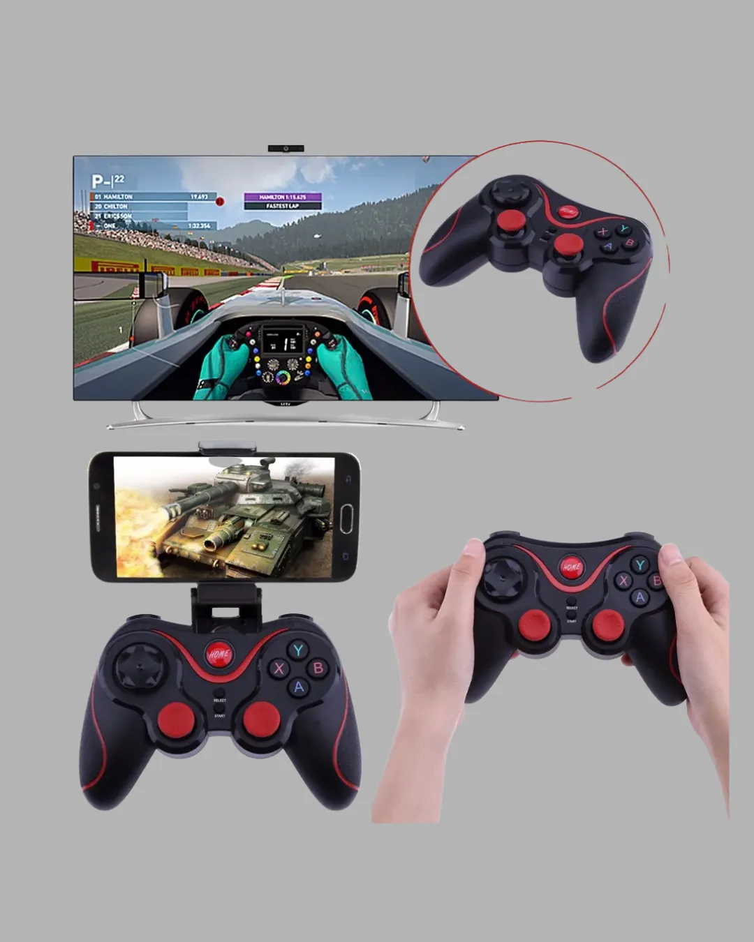 Bluetooth Kablosuz Gamepad TV PC Telefon Uyumluluğu Kolay Bağlantılı