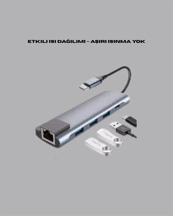 Type‑C Dönüştürücü – 2×USB3.0, SD/MS, 4K HDMI & RJ45 ile Profesyonel Kullanım