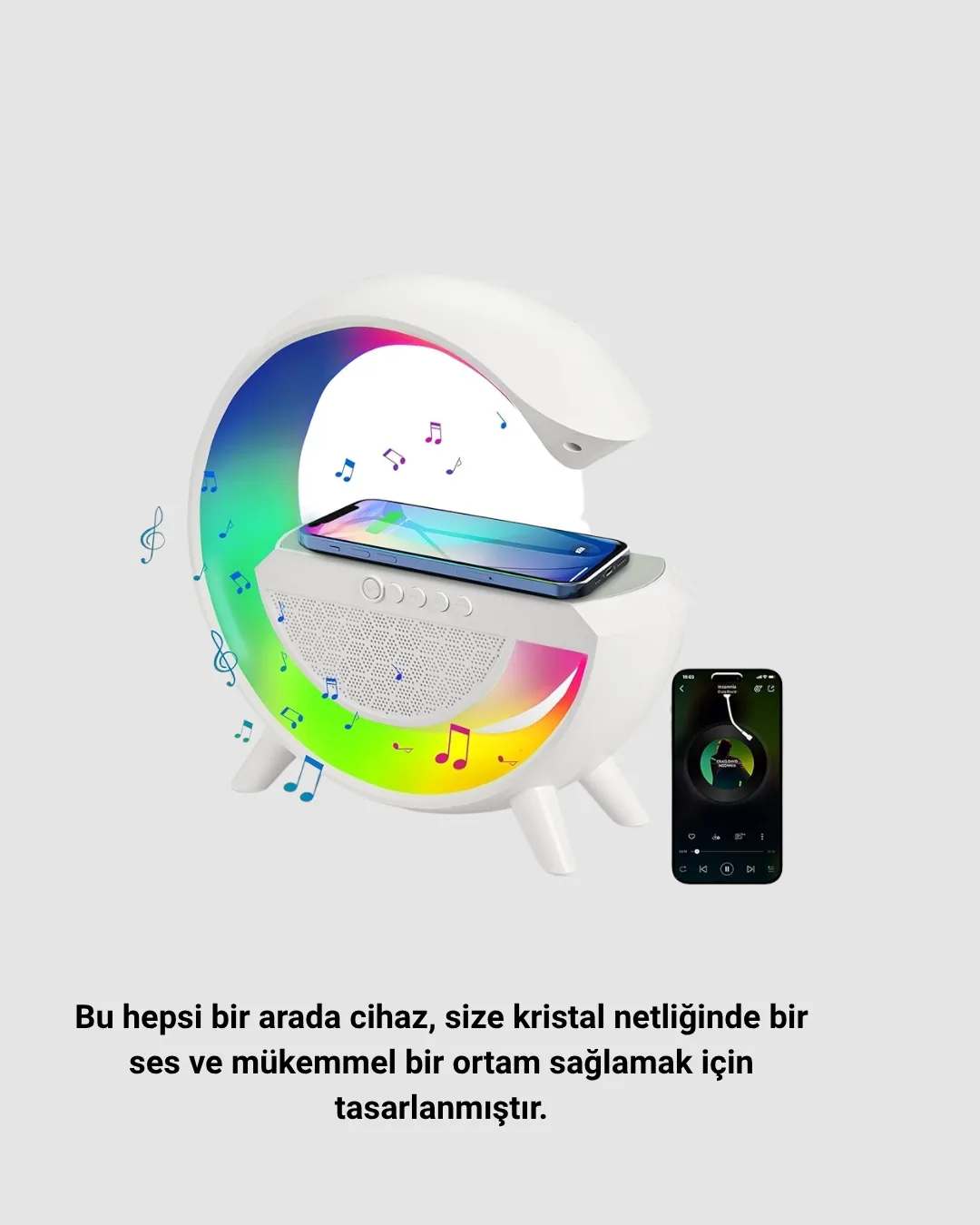 Bluetooth 5.0 Hoparlör – Kablosuz Şarj, RGB Gece Lambası ve FM Radyo
