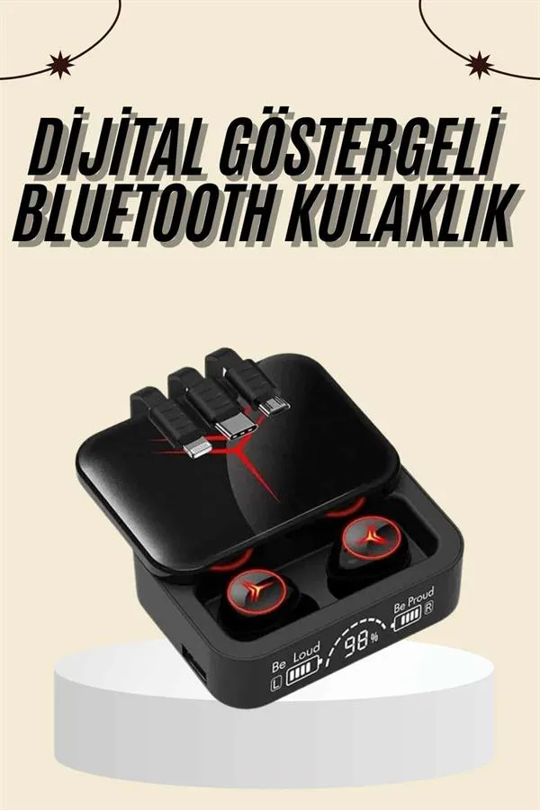 Kablosuz Şarj Göstergeli Powerbank Özellikli Bluetooth Kulaklık Çağrı Cevaplayabilen