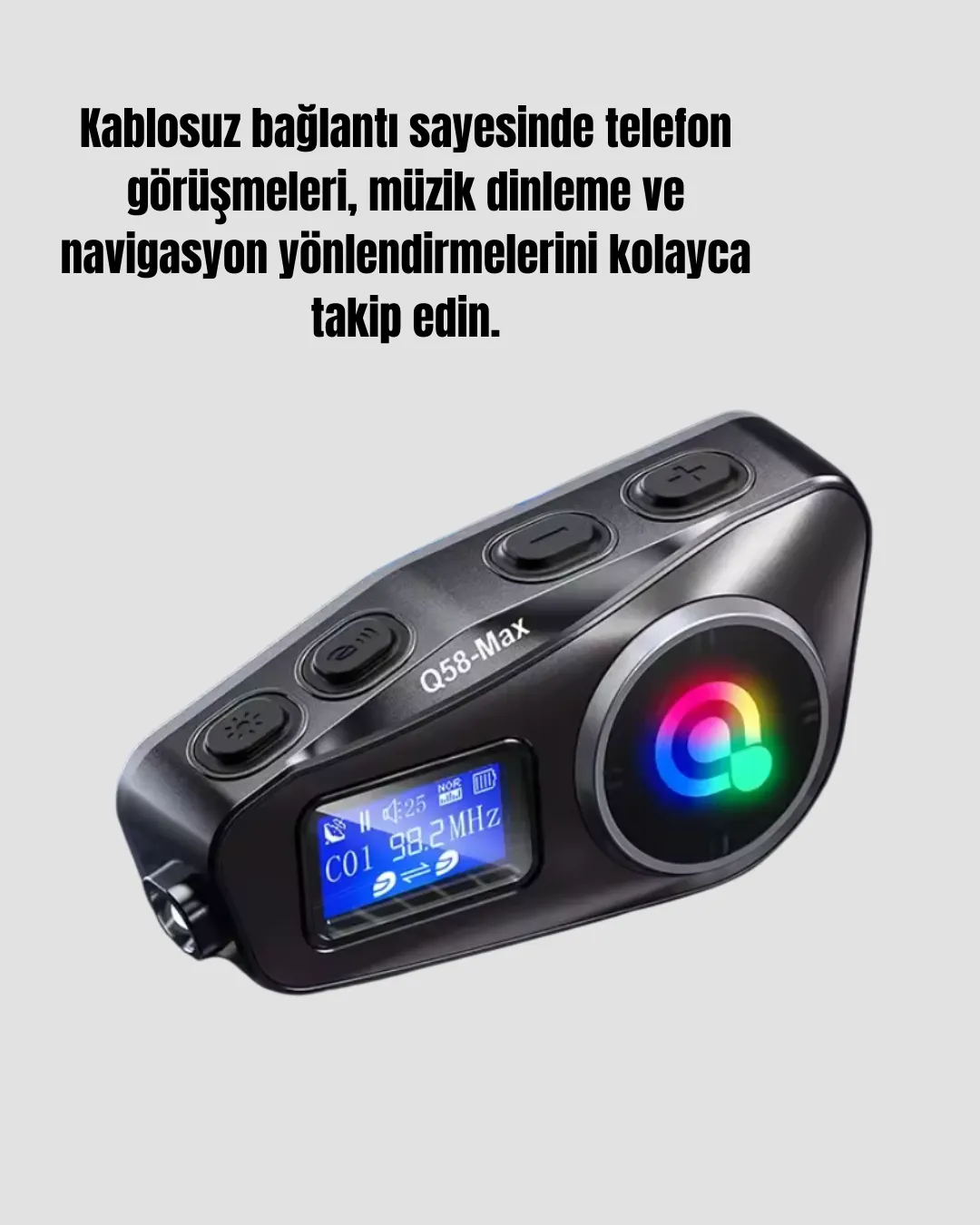 LCD Ekranlı Bluetooth Kask Kulaklığı FM Radyo ve SD Kart Girişli