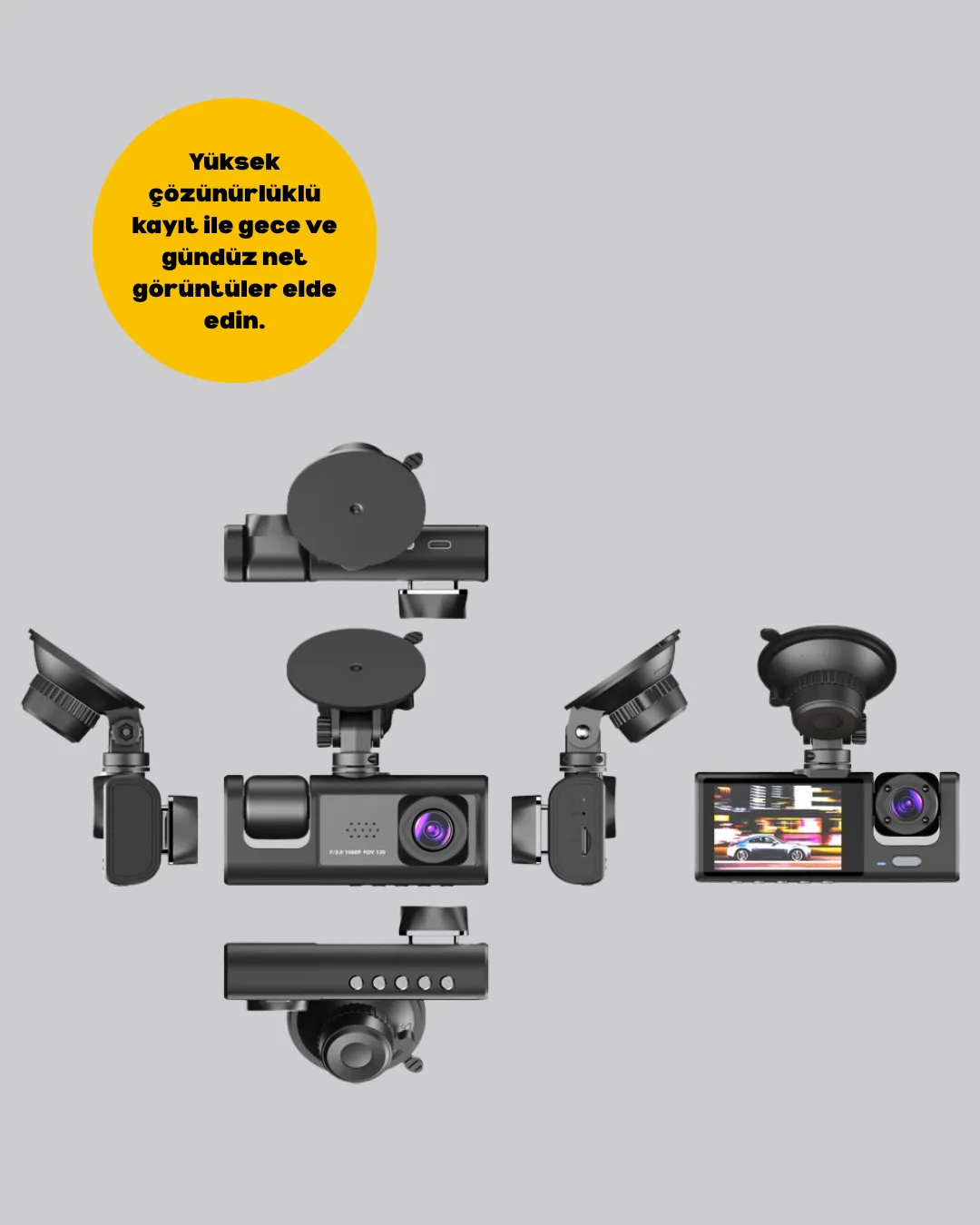 Araç İçi Kamera Seti | 170° Geniş Açı, Hareket Algılama ve Park Koruma