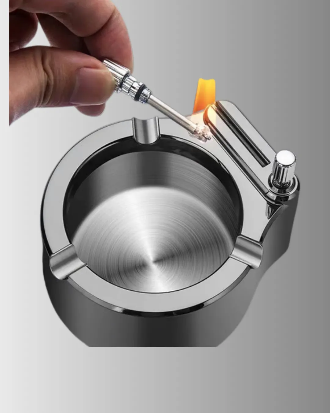 Paslanmaz Çakmaklı Küllük Modern Masa Üstü Aksesuar