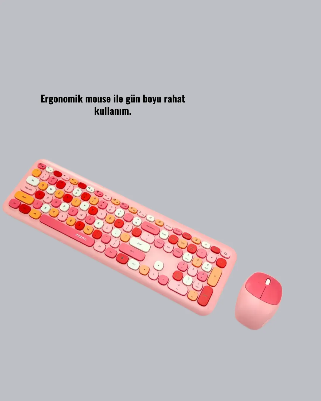 Renkli Retro Tuş Takımlı Klavye – 3 Cihaz Bağlantısı, Medya Kısayol Tuşları