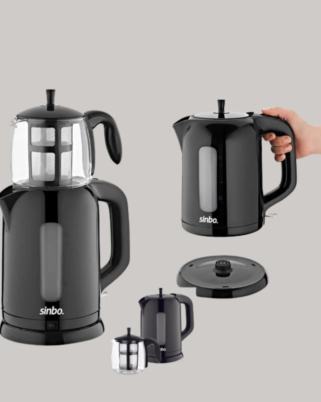 0,9 L Cam Demlik ve 1,7 L Su Haznesi ile Çay Keyfi