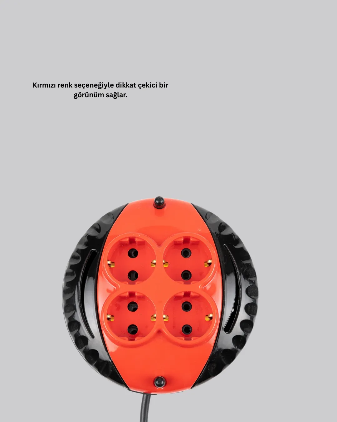 5 Metre Uzatma Kablolu 4 Prizli Makara Kırmızı
