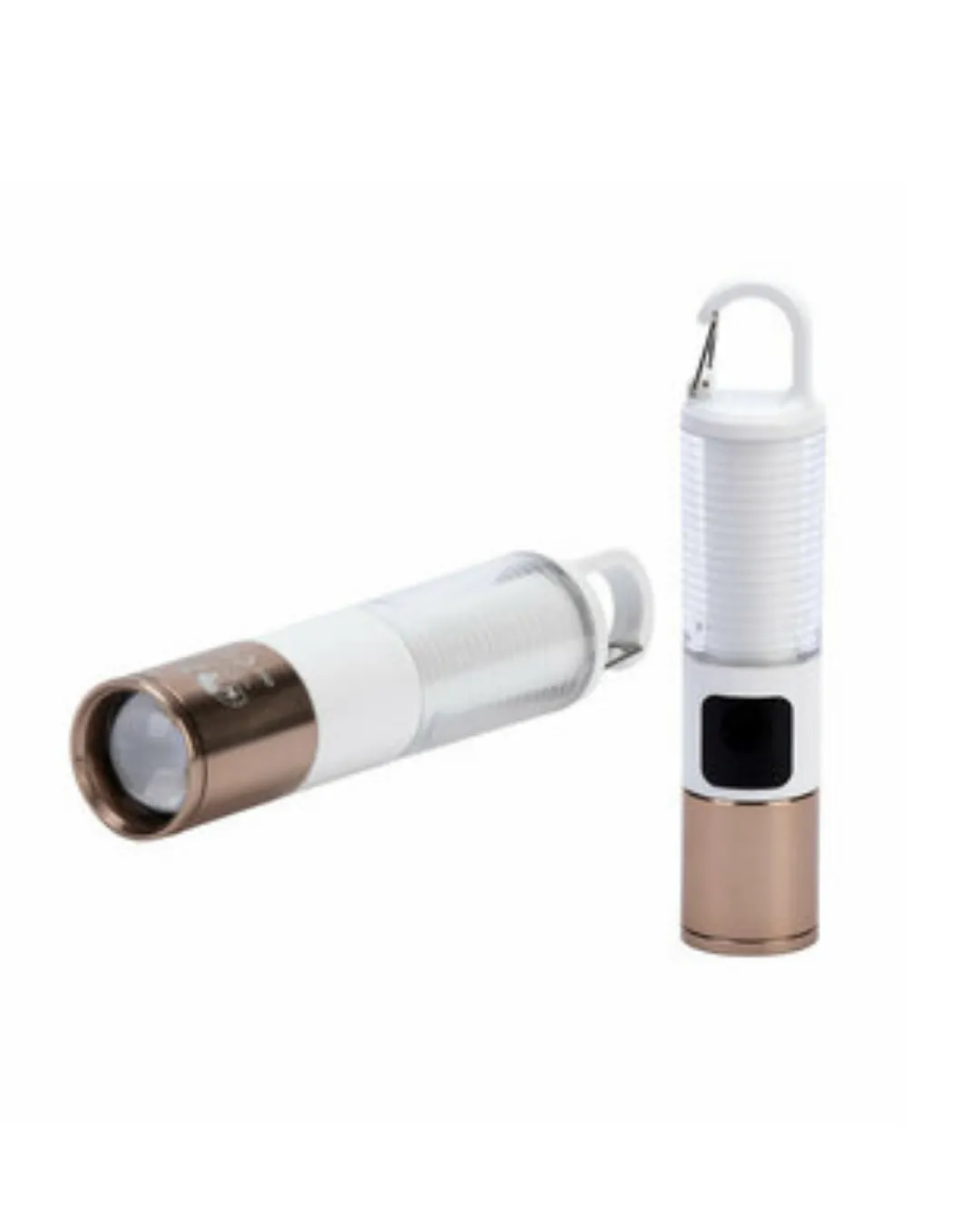 USB Şarjlı Kamp Feneri Çift Işık Kaynağı 500 Lümen Güç Ekranlı Taşınabilir LED Aydınlatma