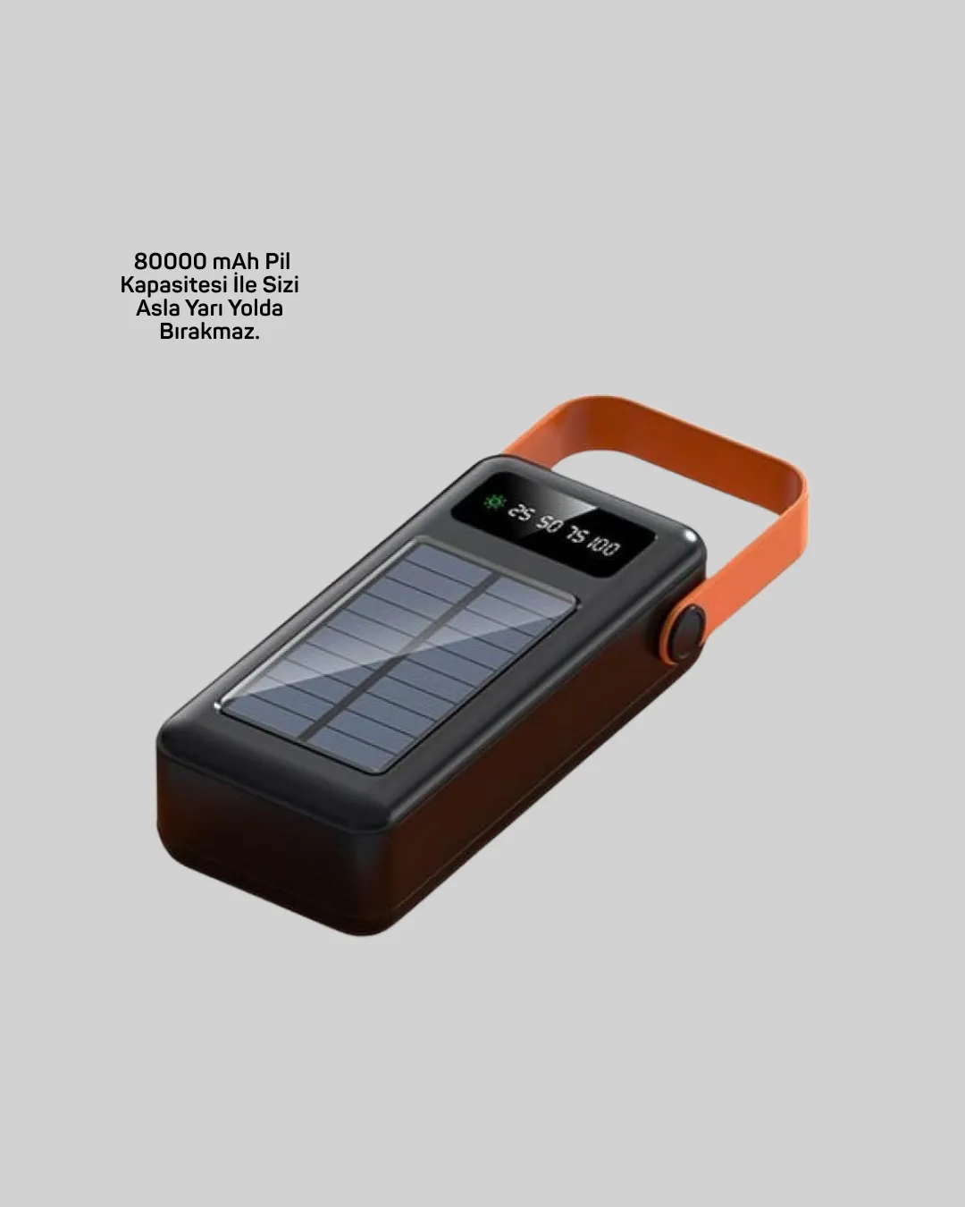 80000 mAh Solar Powerbank Göstergeli Fenerli Hızlı Şarj Taşınabilir Şarj Cihazı