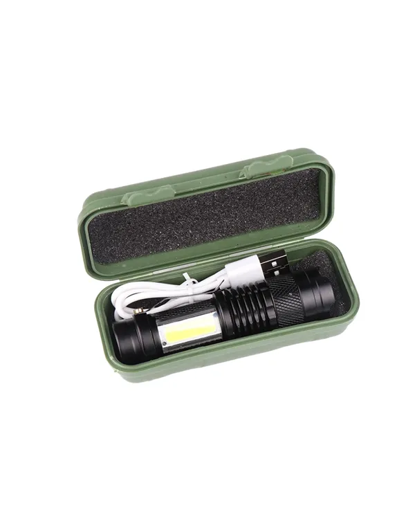 Şarjlı LED El Feneri - 14500 Pil Dahil, 4 Işık Modu, Mini Boy