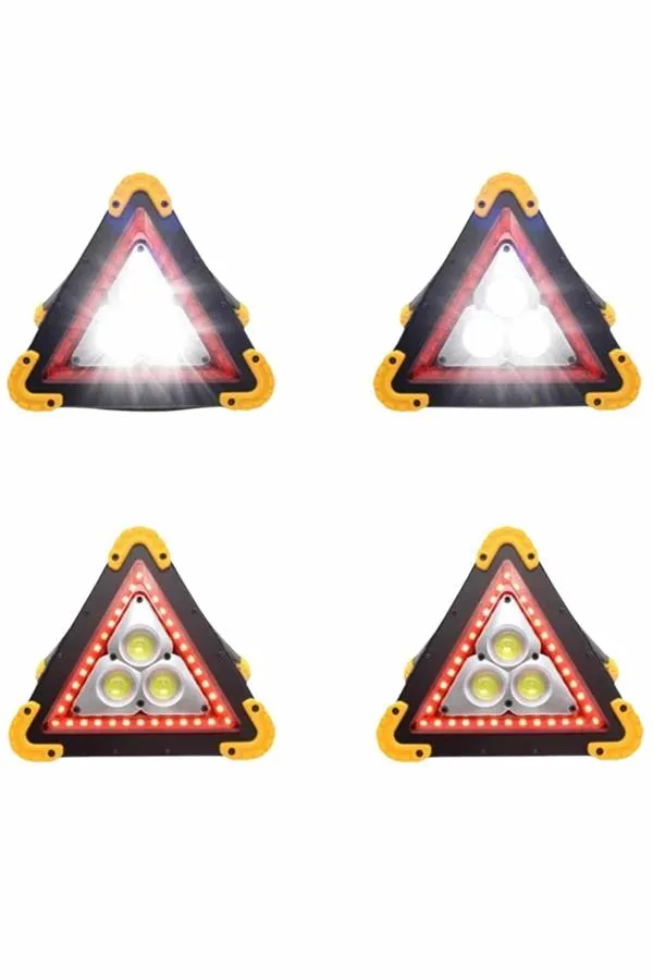 Işıklı İkaz Lambası Reflektör Şarjlı Işıklı Üçgen LED Acil Durum Feneri