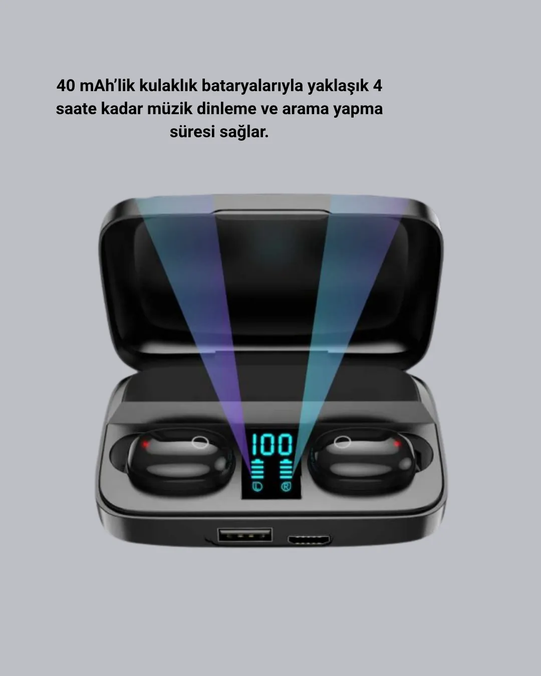 TWS Bluetooth Kulaklık 1800mAh Şarj Kutulu Dijital Ekranlı