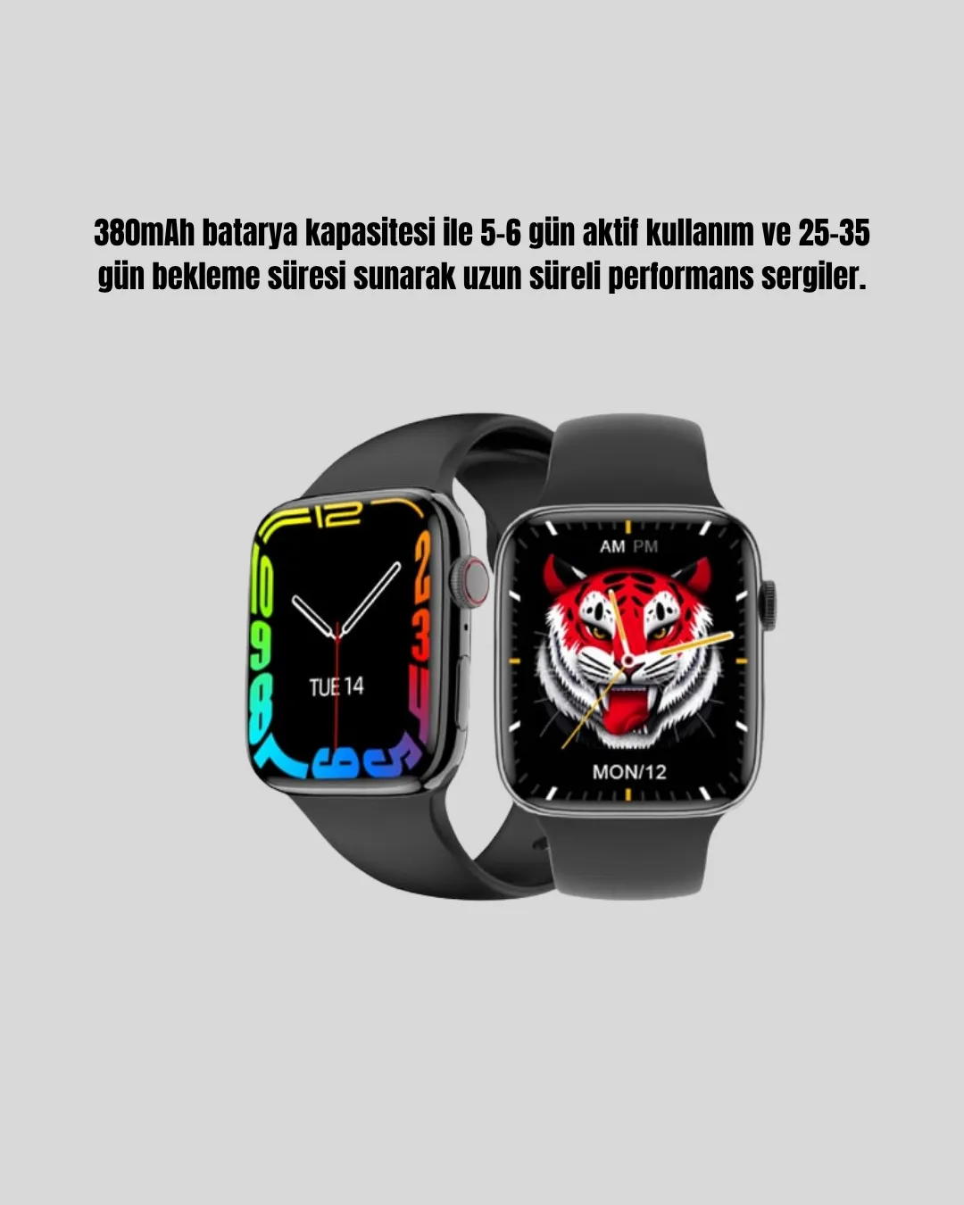 380mAh Bataryalı Akıllı Saat – Arama, Bildirim, AOD Ekran ve Uzun Pil Ömrü