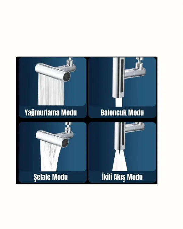 Krom Kaplamalı Çok Fonksiyonlu Musluk Başlığı | Paslanmaz Malzeme