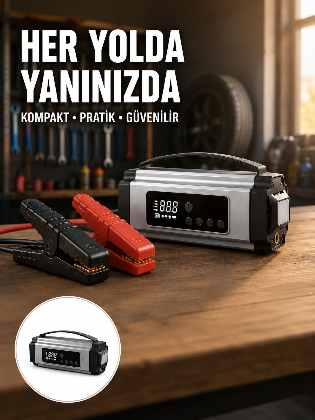 Acil Durumlar İçin Çok Fonksiyonlu Araç Akü Takviyesi Hava Kompresörü ve Güç Kaynağı