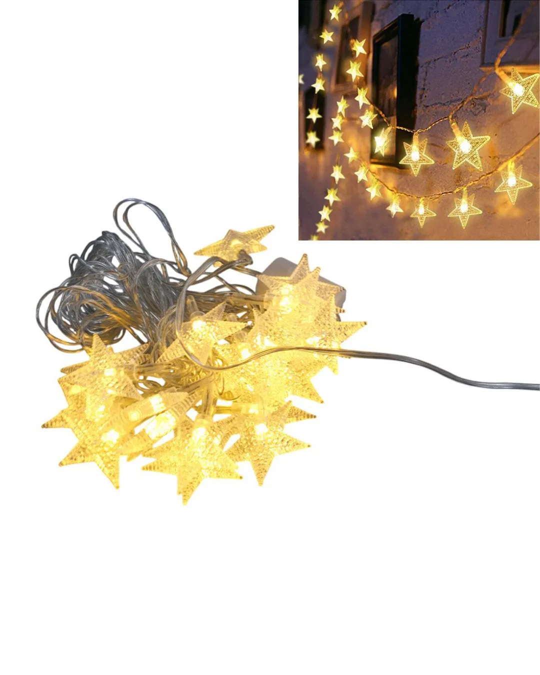 5 Metre 20 Yıldızlı LED Işık Zinciri Daylight Beyaz Salon ve Oda Dekoru