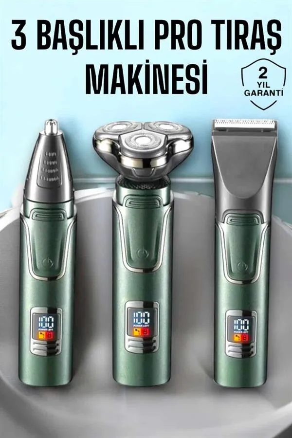 3 Başlıklı Profesyonel Saç ve Sakal Bakım Seti Vücut, Burun ve Kulak Tüy Alma