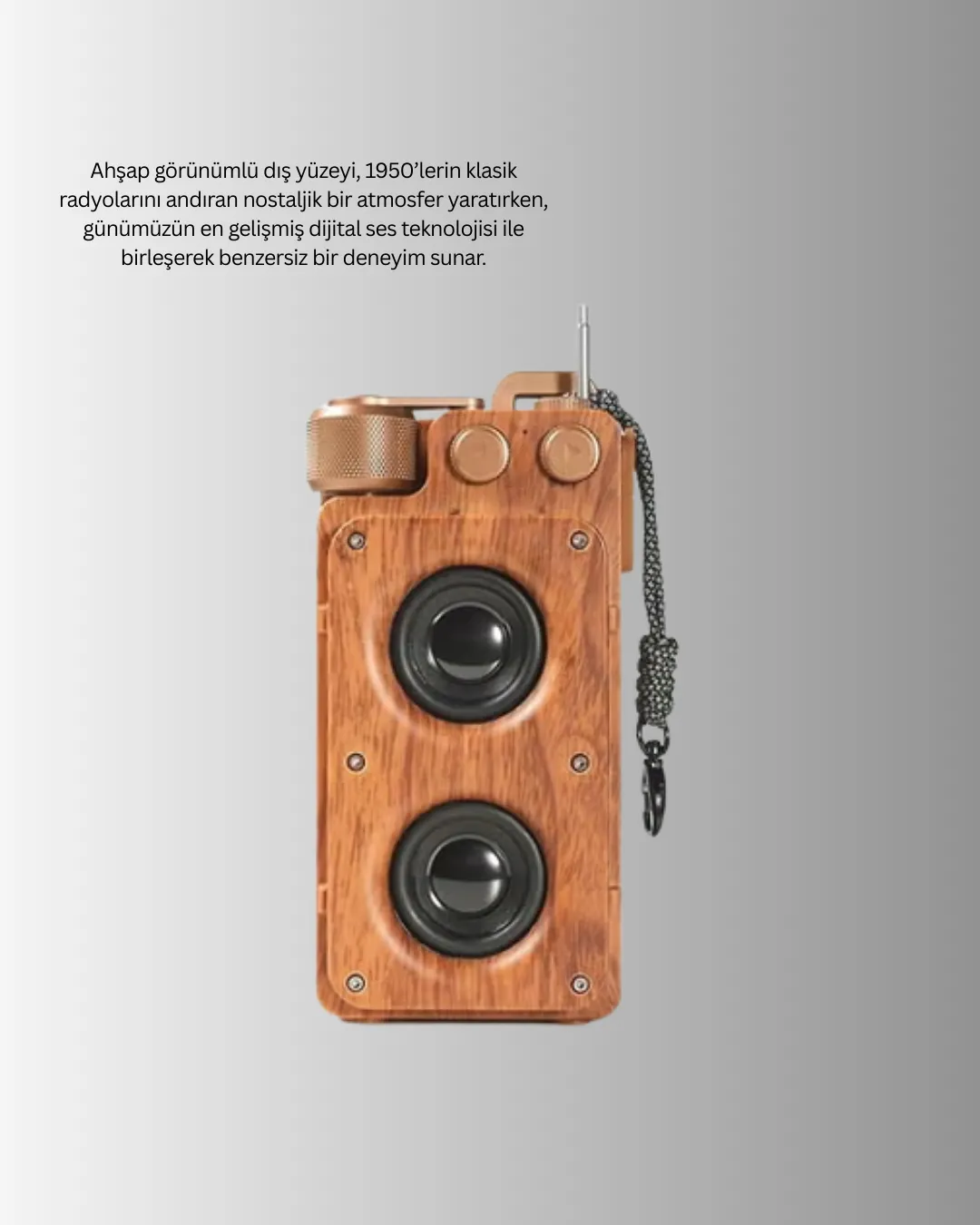 Retro Radyo Tasarım Bluetooth Hoparlör 1800mAh Uzun Çalma Süresi
