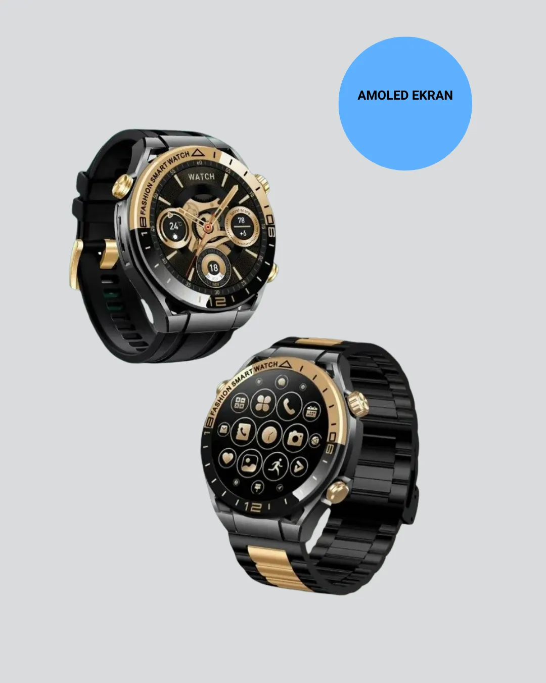 Amoled Akıllı Saat Manyetik Şarj GPS Destekli Spor ve Günlük Kullanım