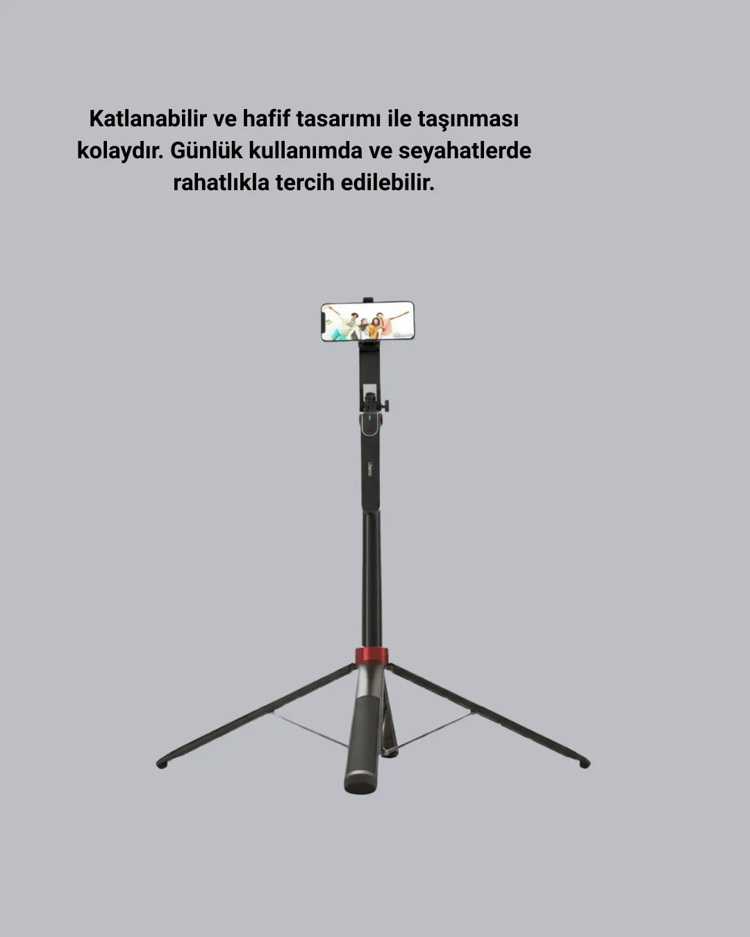 Kablosuz Çift Yaka Mikrofonu ve Tripodlu Selfie Çubuğu İçerik Üretici Seti