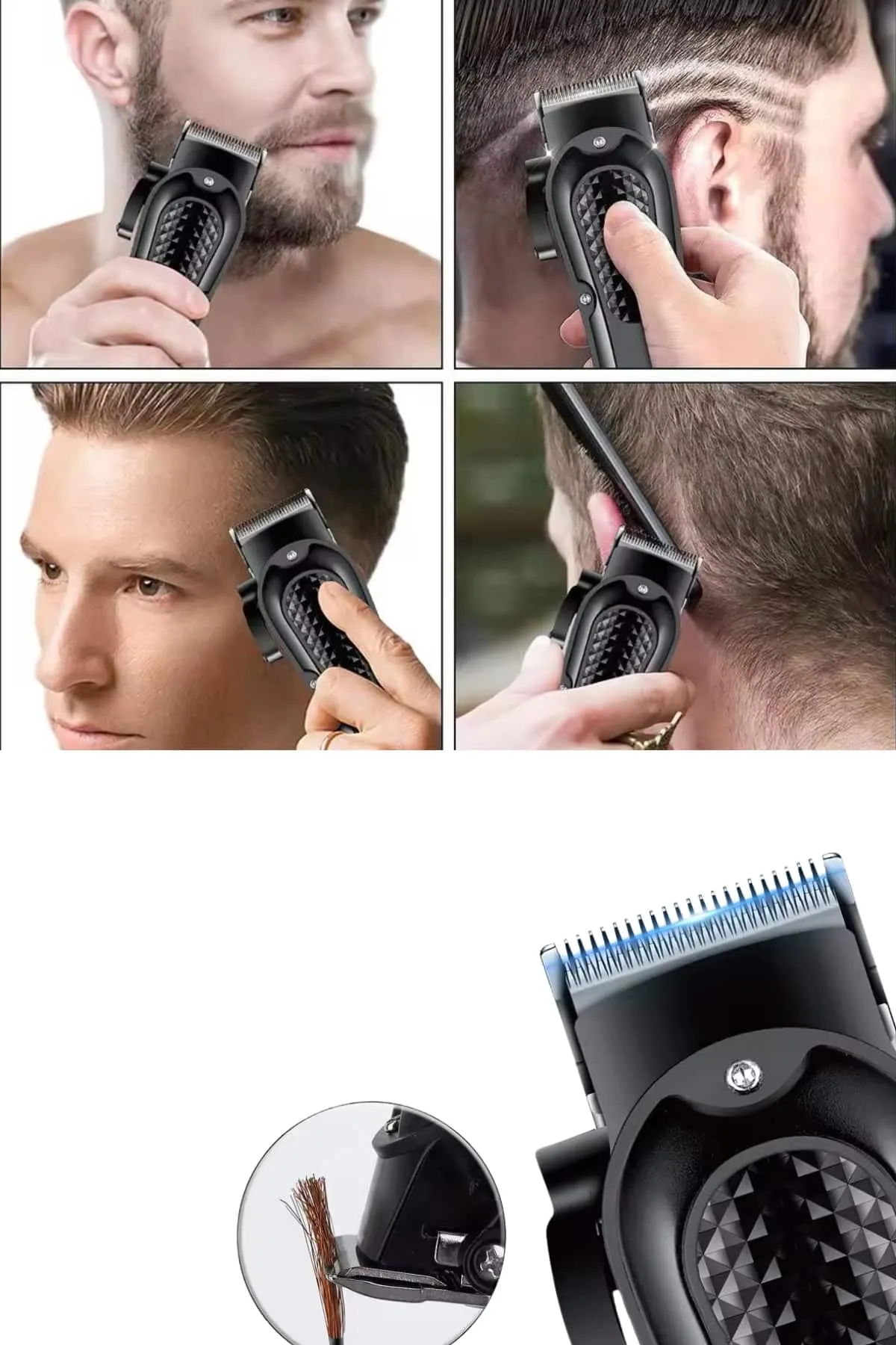 Dijital Profesyonel Kablosuz Saç Sakal Tıraş Makinası Sessiz Paslanmaz Çelik