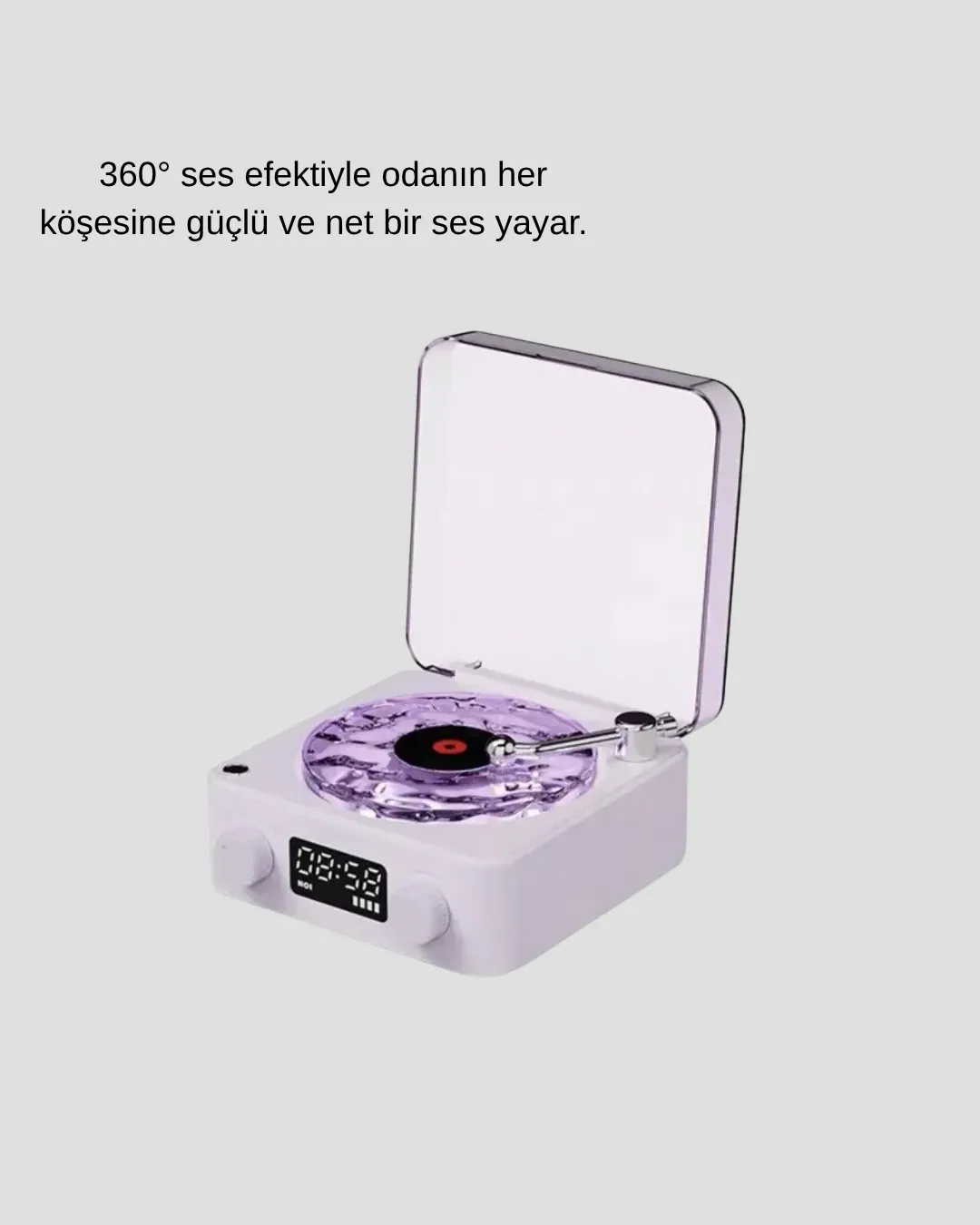 Projektör Işıklı Retro Hoparlör Bluetooth AUX USB Hafıza Kartlı 360° Sesli Şarjlı