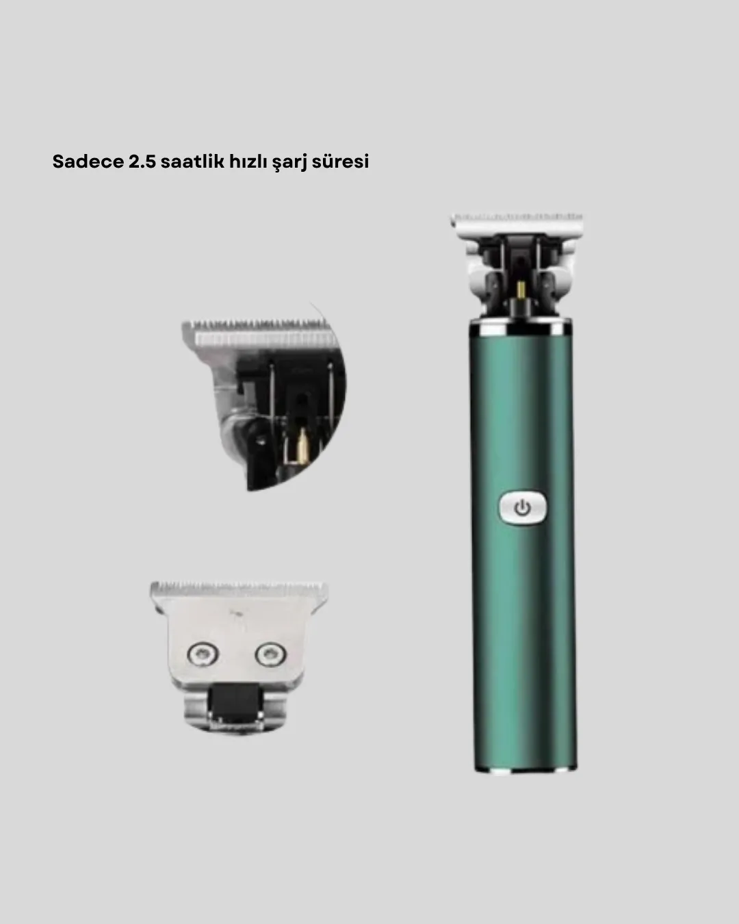 Şarjlı Erkek Tıraş Makinesi – 180 Dakika Pil Ömrü, 2.5 Saat Hızlı Şarj, USB ve Powerbank Uyumlu