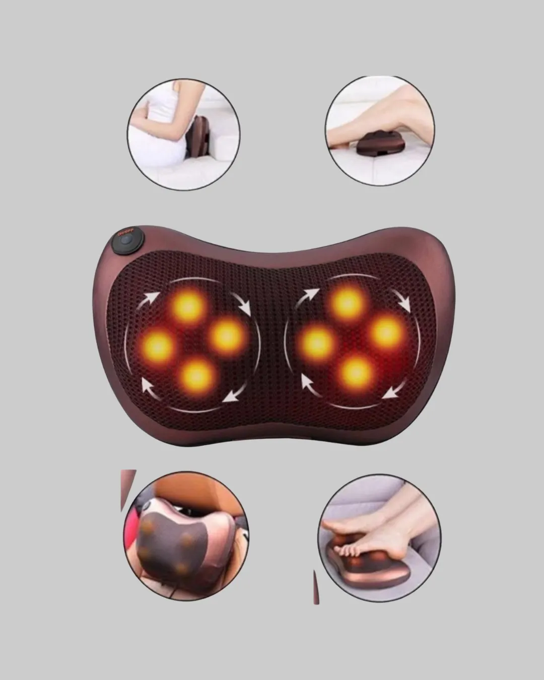 Ergonomik Derin Yoğurmalı Boyun Bel Sırt Masaj Cihazı Priz Çakmak Girişli