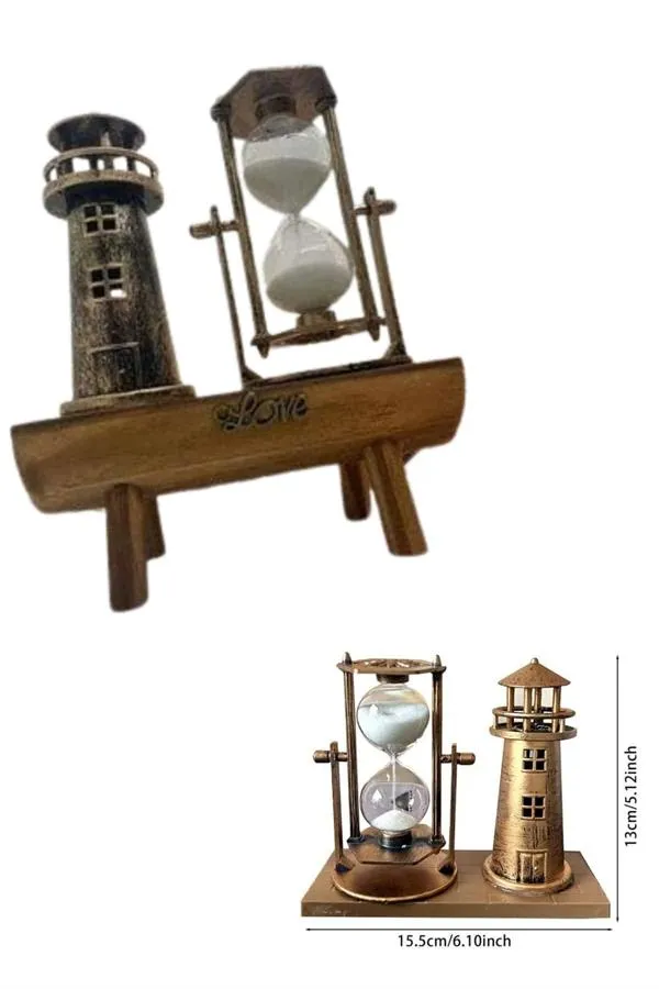 Hediyelik Eşya Retro Deniz Fenerli Kum Saati Ahşap Görünümlü Dekoratif Eşya