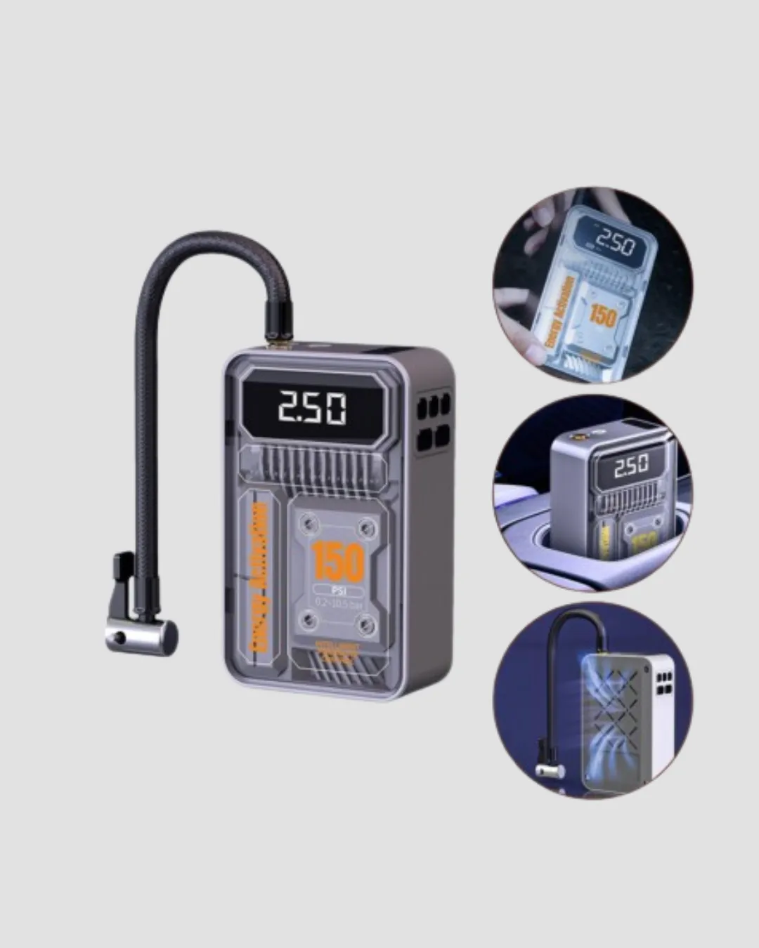 Taşınabilir Kablosuz Hava Pompası – 150 PSI Güçlü Basınç ve 6000mAh Şarjlı