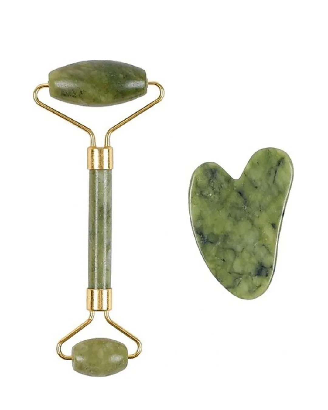 Doğal Yeşim Roller ve Gua Sha Yüz Şekillendirme Seti