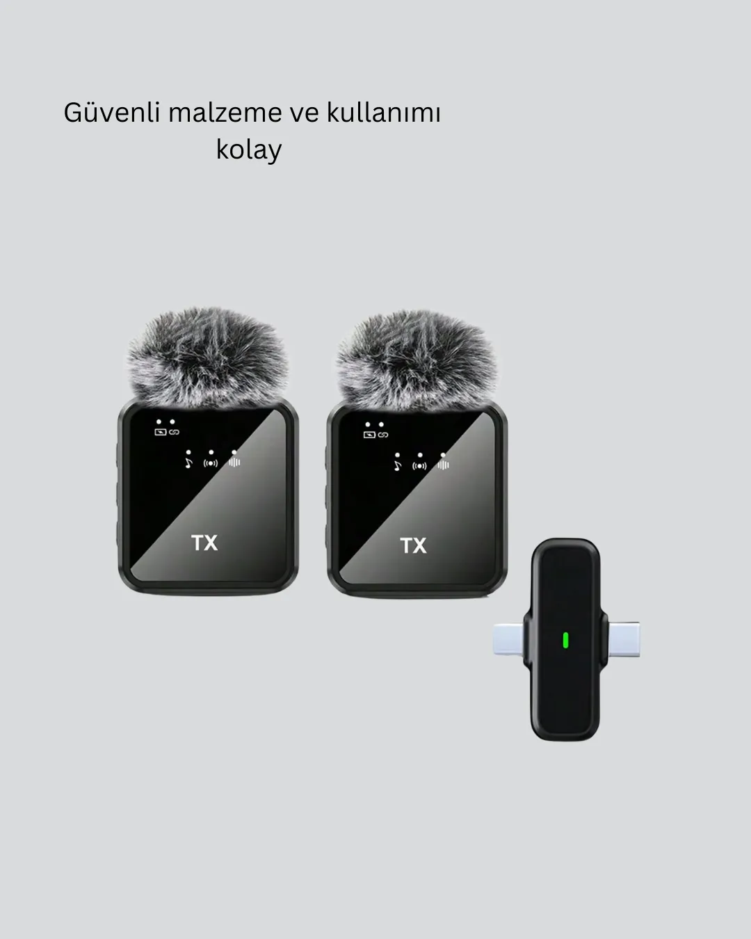 2in1 Kablosuz Yaka Mikrofonu iOS ve Android Uyumlu