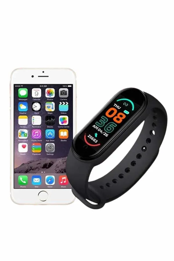M6 Akıllı Bileklik Siyah Adımsayar Spor Takibi Android ve İOS Uyumlu